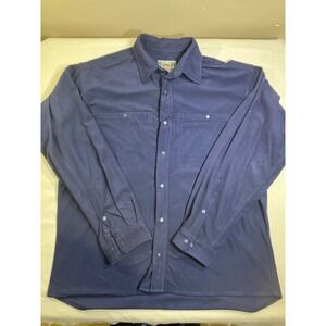 EMS Eastern Mountain Sports Mens Large Navy Blue Fleece Snap Front Shirt Jacket